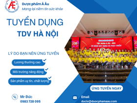 Á ÂU CHỈ TUYỂN 1 TDV - CHO ĐỊA BÀN VÀNG Ở HÀ NỘI